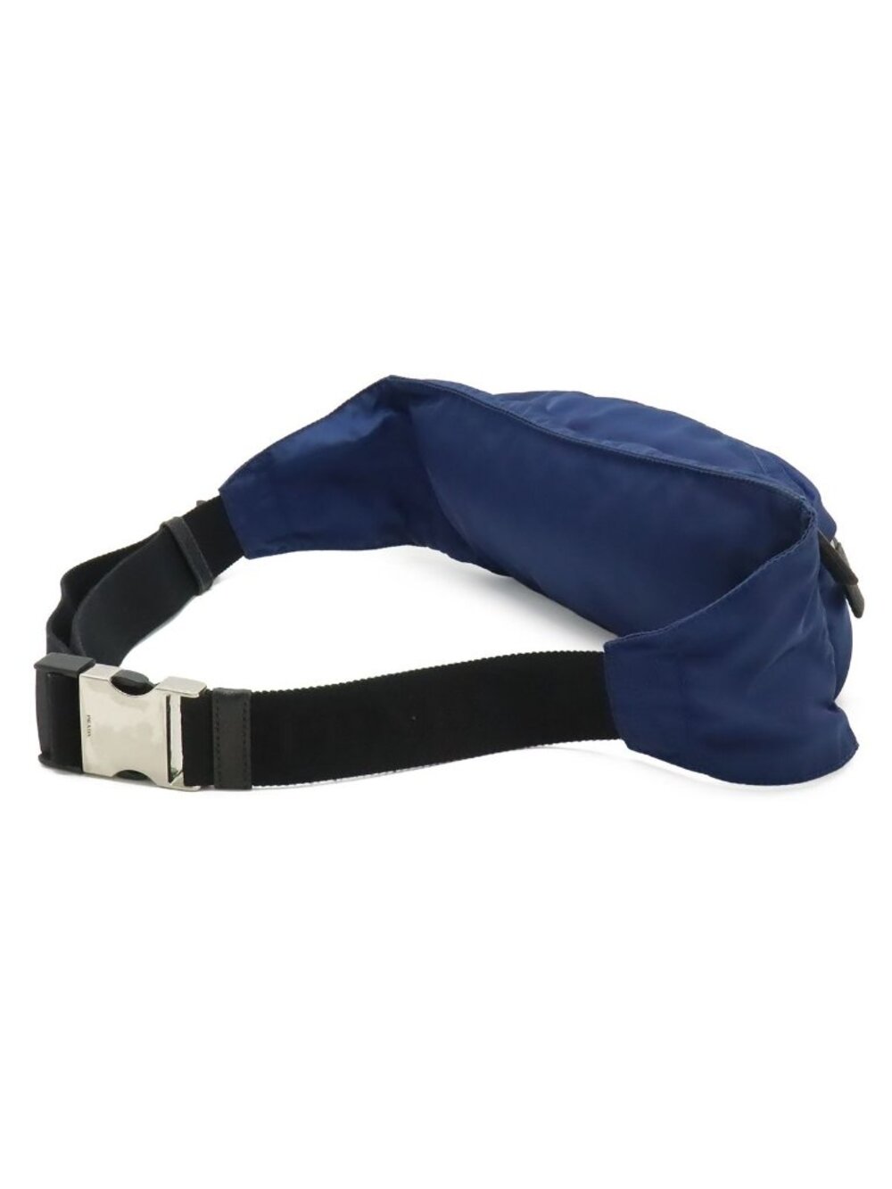 Prada Triangle Logo Belt Bag Waist Pouch Hip Nylon Blue Black Silver - Picture 2 of 8